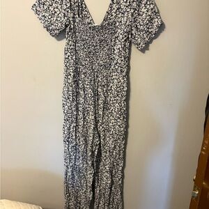 Old Navy Floral Jumpsuit - Black and White